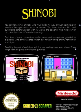 Shinobi (USA) (Unl) box cover back